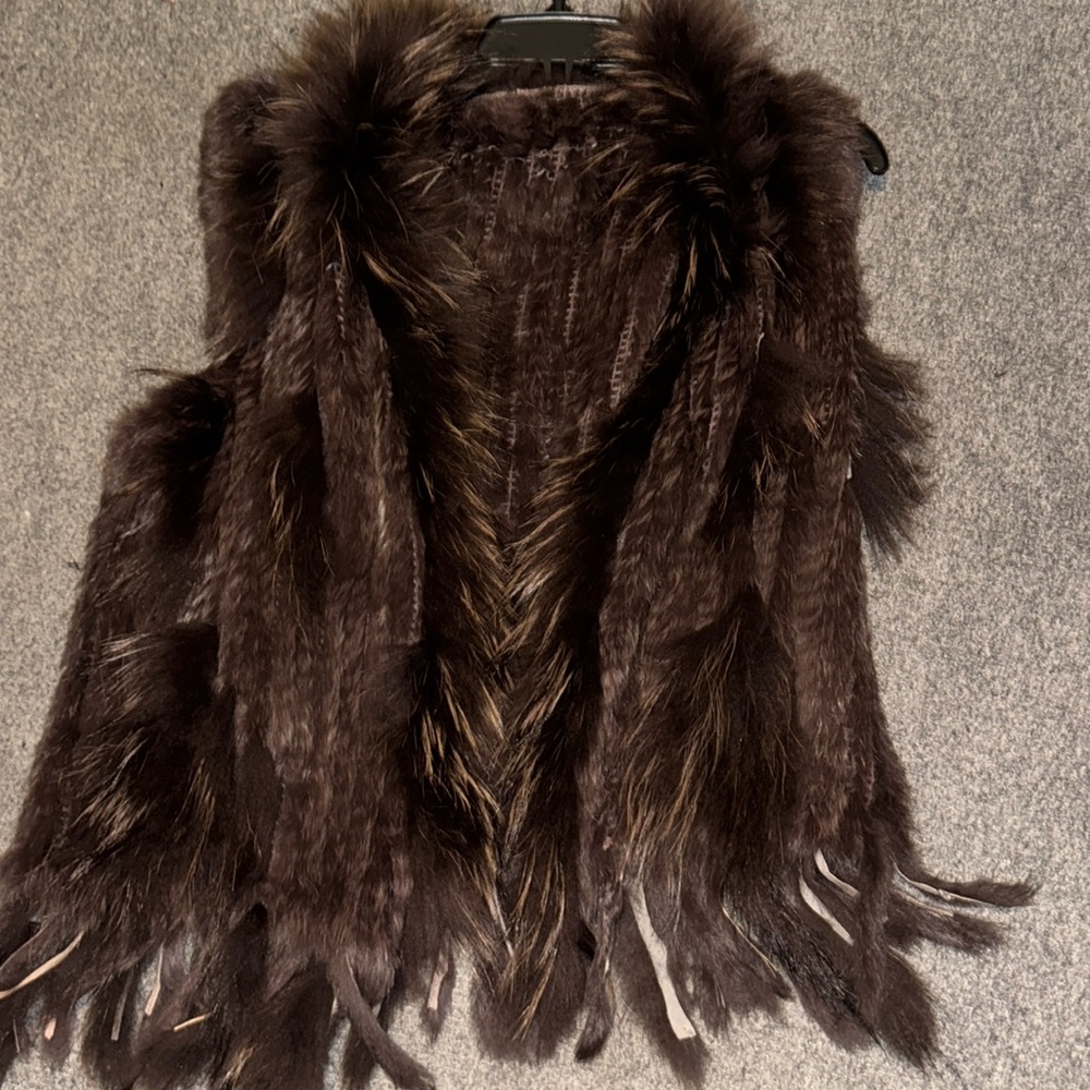 Chocolate brown fur vest real fur